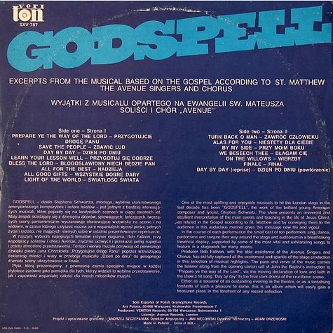 Avenue Singers And Chorus - Godspell