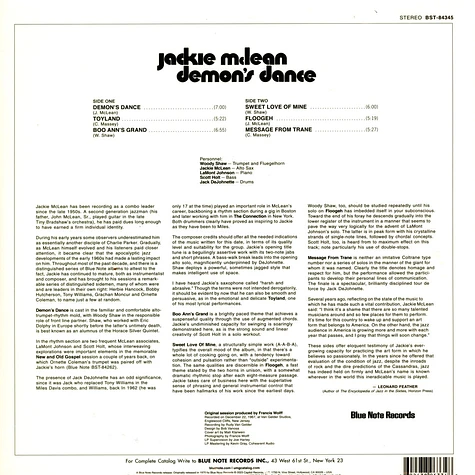 Jackie McLean - Demon's Dance Tone Poet Vinyl Edition