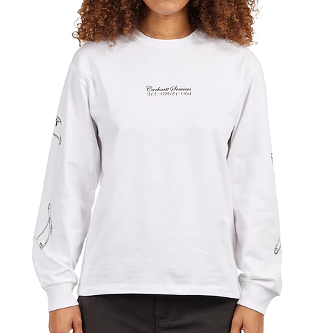 Carhartt WIP - W' L/S Safety Pin T-Shirt (White / Bordeaux) | HHV