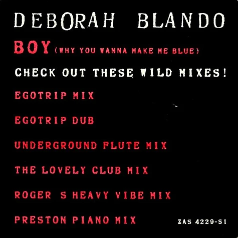 Deborah Blando - Boy (Why You Wanna Make Me Blue)