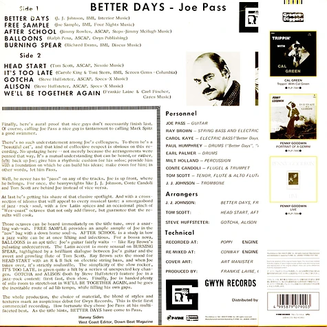 Joe Pass - Better Days 2nd Pressing
