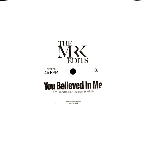 Mr K - Fritz The Cat (Edit by Mr. K) / You Believed In Me (Instrumental Edit by Mr. K)