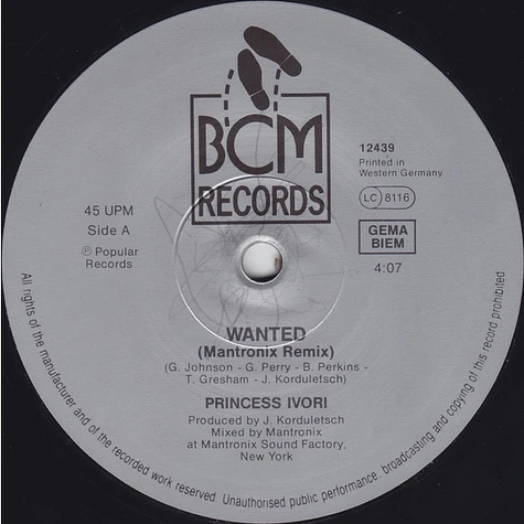 Princess Ivori - Wanted (Mantronix Remix)