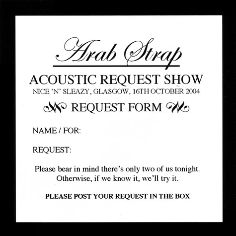 Arab Strap - Acoustic Request Show (Nice 'n' Sleazy, Glasgow, 16th October 2004)