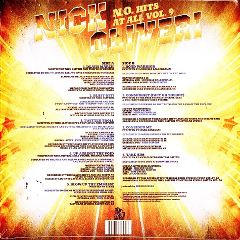 Nick Oliveri - N.O. Hits At All Volume 9 Black Vinyl Edition
