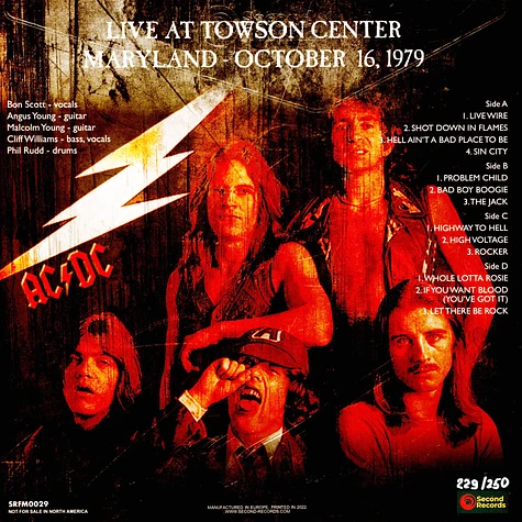 AC/DC - Live 1979 At Towson Center Clear/Red Splatter Vinyl Edition