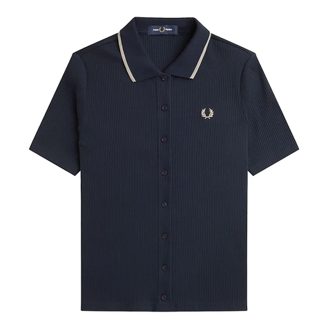 Fred Perry - Button Through Ribbed Shirt (Navy) | HHV