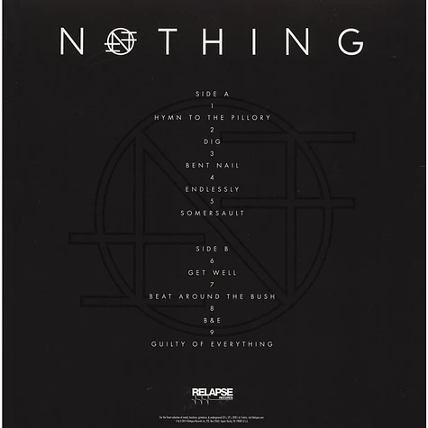 Nothing - Guilty Of Everything Black Vinyl Edition