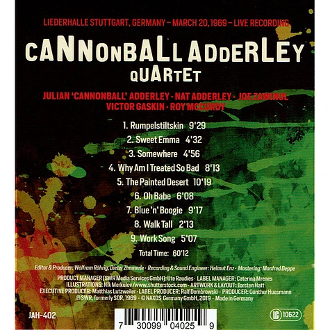 Cannonball Adderley Quartet - Liederhalle Stuttgart 1969