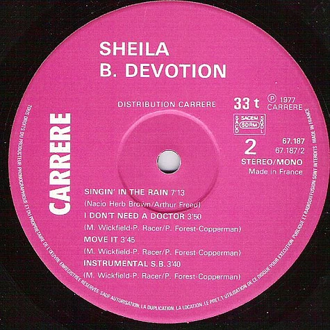 Sheila & B. Devotion - Singin' In The Rain Including Love Me Baby