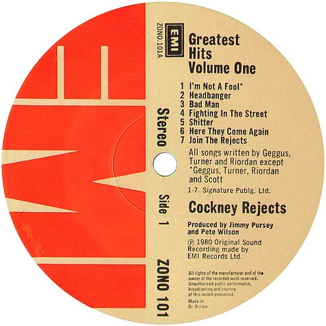 Cockney Rejects - Greatest Hits Vol. 1