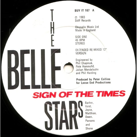 The Belle Stars - Sign Of The Times (Remixed Extended 12" Version)