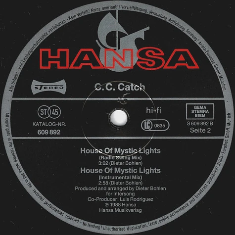 C.C. Catch - House Of Mystic Lights (Long Version Dance Mix)