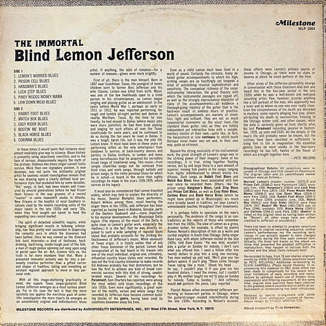 Blind Lemon Jefferson - The Immortal Blind Lemon Jefferson