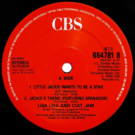 Lisa Lisa & Cult Jam - Little Jackie Wants To Be A Star