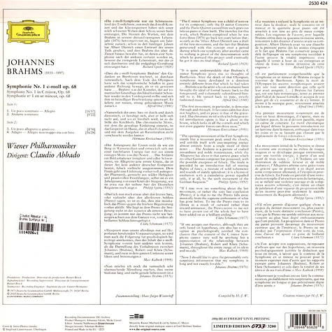 Claudio Abbadio / Wiener Philharmoniker - Brahms:Sinfonie Nr.1 Original Source