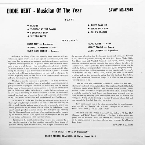 Eddie Bert - Musician Of The Year