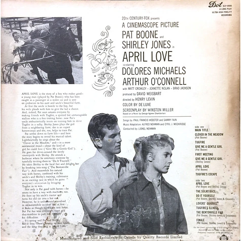 Pat Boone and Shirley Jones - April Love (Music From The Sound Track Of The 20th Century-Fox Cinescope Picture)