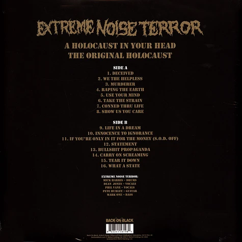 Extreme Noise Terror - Holocaust In Your Head The Original Holocaust Gold Colored Vinyl Edtion