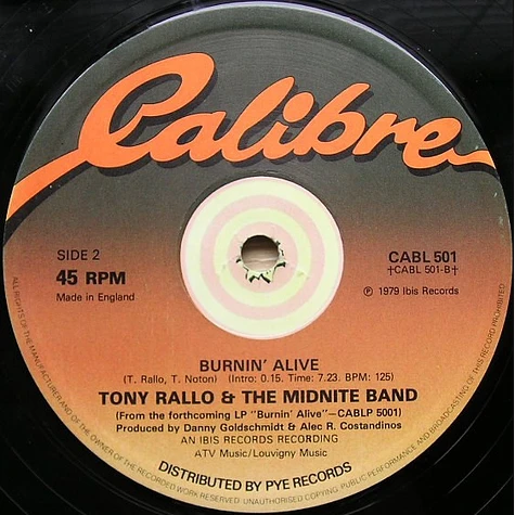 Tony Rallo & The Midnite Band - Holdin' On / Burnin' Alive