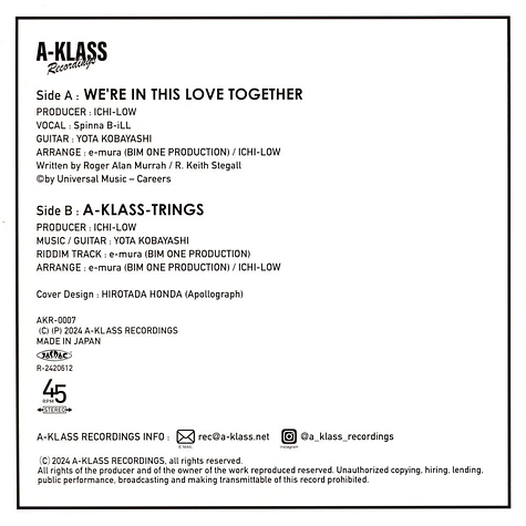 Spinna B-Ill / Yota Kobayashi - We're In This Love Together / A-Klass-Trings