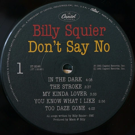 Billy Squier - Don't Say No