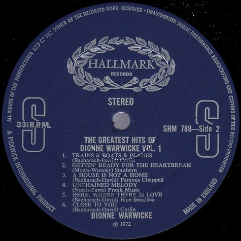 Dionne Warwick - The Greatest Hits Of Dionne Warwicke Vol. 1