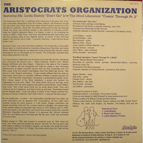 The Aristocrats Organization / The Mind Liberators - Don't Go / Comin' Through Pt. 2