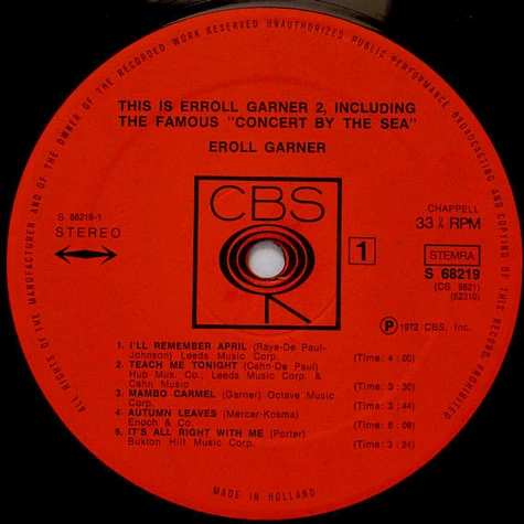 Erroll Garner - This Is Erroll Garner 2, Including The Famous "Concert By The Sea"