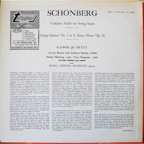 Arnold Schoenberg, Ramor Quartet & Edith Lörincz, Zsolt Deaky & Marie Therèse Escribano - Verklärte Nacht - Transfigured Night / String Quartet No. 2