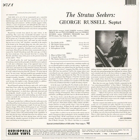 George Russell Septet - The Stratus Seekers Clear Vinyl Edition