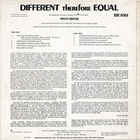Peggy Seeger - Different Therefore Equal