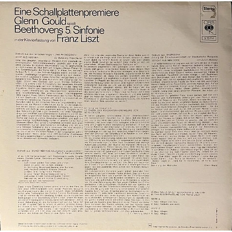 Ludwig van Beethoven - Glenn Gould, Franz Liszt - Eine Schallplattenpremiere - Glenn Gould Spielt Beethovens 5. Sinfonie In Der Klavierfassung Von Franz Liszt