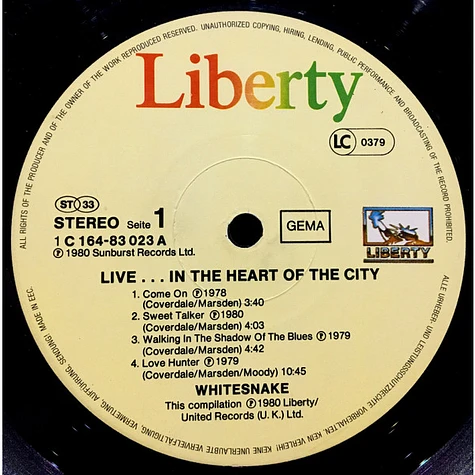 Whitesnake - Live... In The Heart Of The City