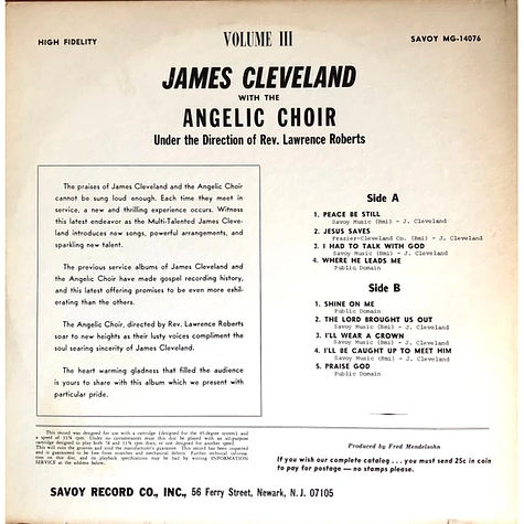 Rev. James Cleveland And The Angelic Choir - Peace Be Still (Vol. 3)