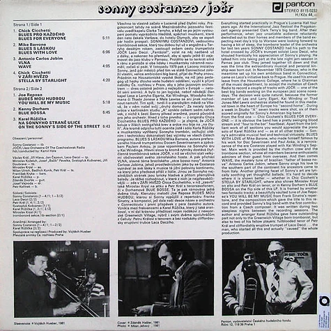 Sonny Costanzo / Czechoslovak Radio Jazz Orchestra - Na Sonnyho Straně Ulice / On The Sonny's Side Of The Street