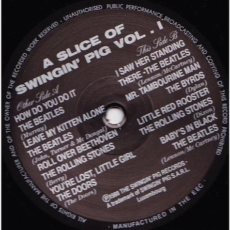 V.A. - A Slice Of Swingin' Pig Vol. I - Vinyl LP - 1988 - LU | HHV