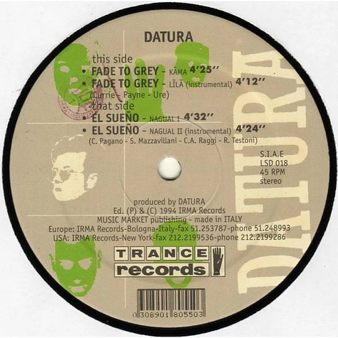 Datura Featuring Steve Strange - Fade To Grey