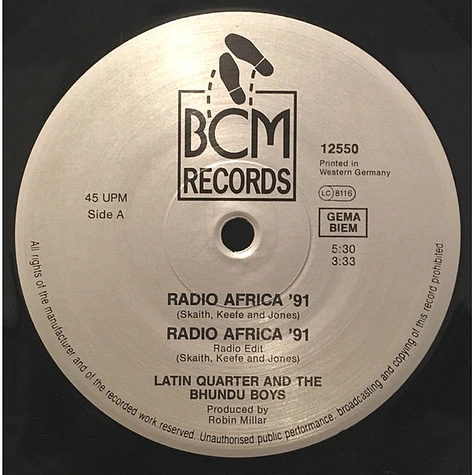 Latin Quarter With Bhundu Boys - Radio Africa (The '91 Remix Versions)