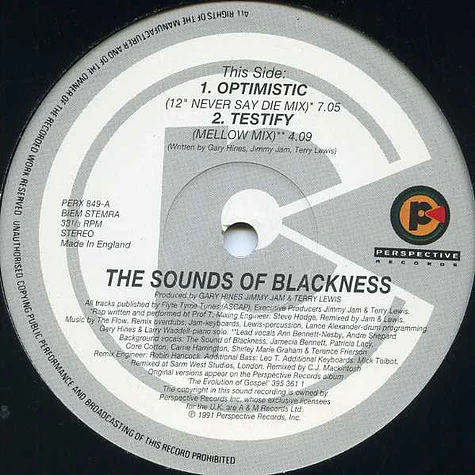 Sounds Of Blackness - Optimistic / Testify (Remixes)