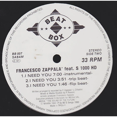 Francesco Zappalà Featuring S. 1000 HD - I Need You