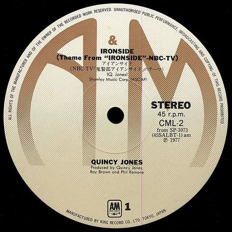 Quincy Jones - Ironside (Theme From "Ironside" NBC TV) / Superstition