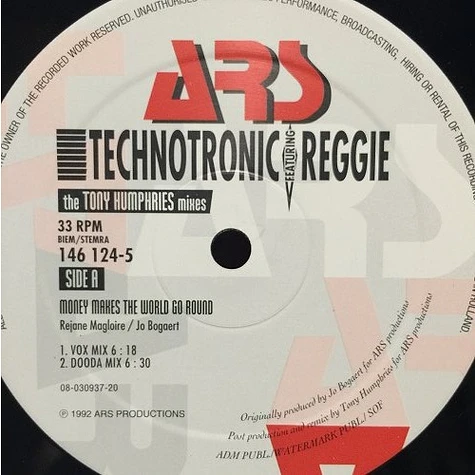 Technotronic Featuring Reggie - Money Makes The World Go Round (The Tony Humphries Mixes)