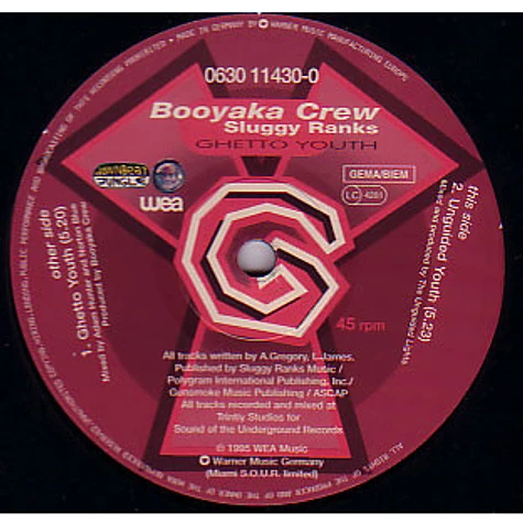 Booyaka Crew & Sluggy Ranks - Ghetto Youth / Unguided Youth