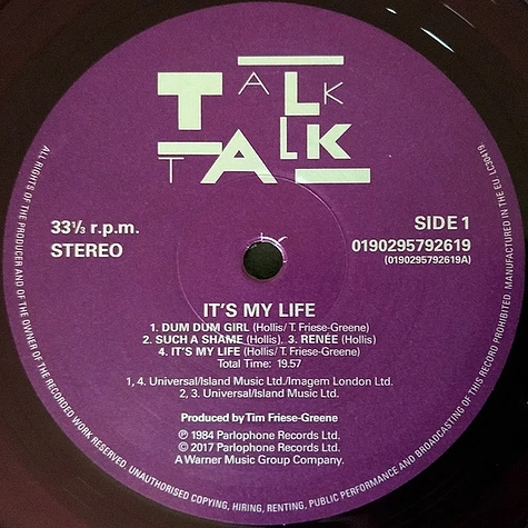 Talk Talk - It's My Life