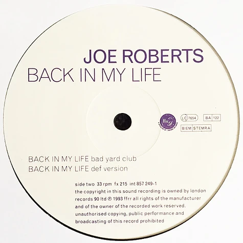 Joe Roberts - Back In My Life (The Justavibe And Breathless Mix)