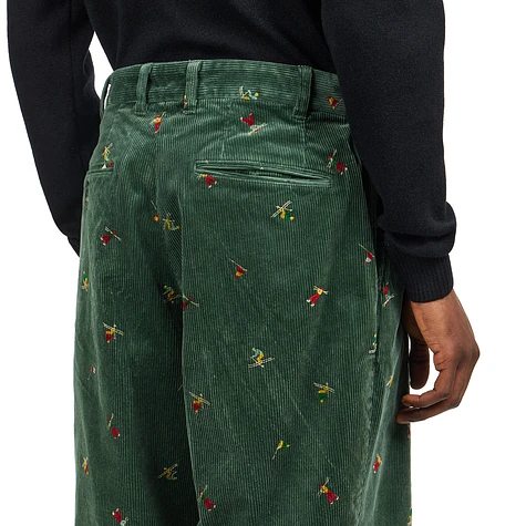 Beams Plus - 2 Pleats Trousers Corduroy Embroidery Like On Skier Print