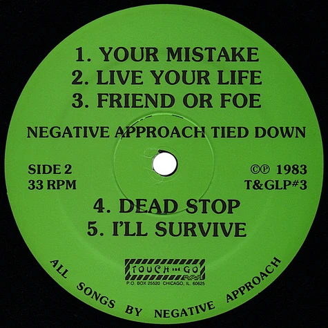 Negative Approach - Tied Down