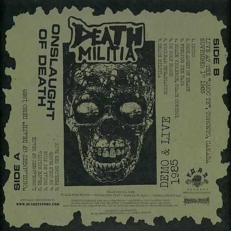 Death Militia - Onslaught Of Death: Demo & Live 1985 Swamp Green Vinyl Edition