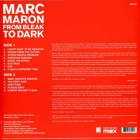 Marc Maron - From Bleak To Dark